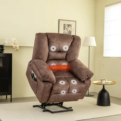 Streamdale Furniture Streamdale Power Lift Recliner Chair Sofa For Elderly With Massage In Brown