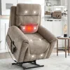 Streamdale Furniture Streamdale Power Lift Recliner W/ Massage & Heat, Khaki In Neutral