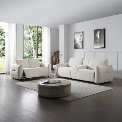 Streamdale Furniture Streamdale Power Recliner Sofa Set With Led And Usb Console