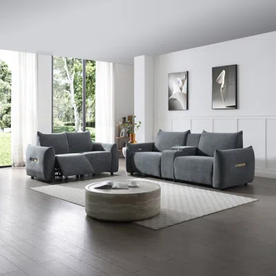 Streamdale Furniture Streamdale Power Recliner Sofa Set With Led And Usb Console