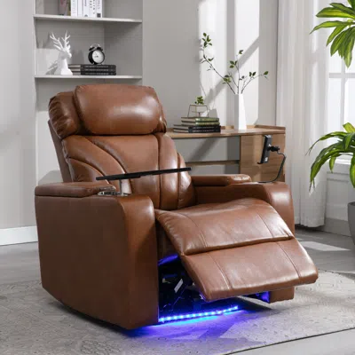 Streamdale Furniture Streamdale Power Recliner With Usb Charger, Storage, Cup Holder, Bluetooth