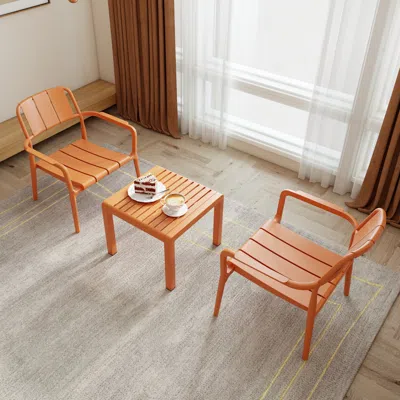 Streamdale Furniture Streamdale Pp Chair & Table Set - Indoor/outdoor, Apricot Brown In Orange