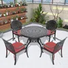 Streamdale Furniture Streamdale Premium Aluminum Table And 4 Stacking Chairs With Cushions