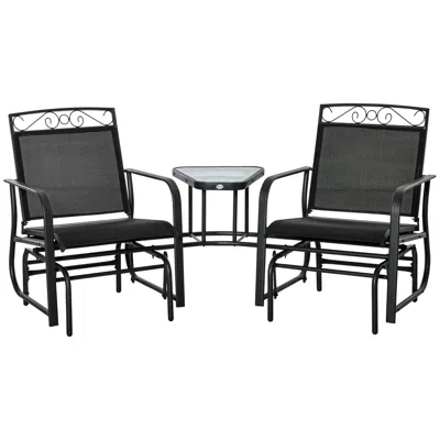 Streamdale Furniture Streamdale Premium Outdoor Double Glider Bench With Center Table