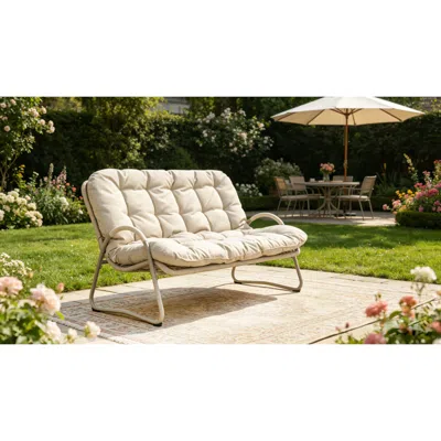 Streamdale Furniture Streamdale Premium Outdoor Pe Rattan Double Chair With Metal Frame