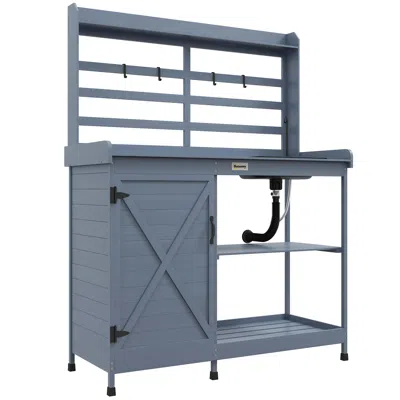 Streamdale Furniture Streamdale Premium Outdoor Potting Table With Sink In Gray