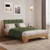 Streamdale Furniture Streamdale Premium Pine Wood Queen Bed Frame With Headboard, Mid Century Modern