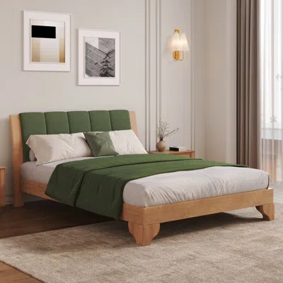 Streamdale Furniture Streamdale Premium Pine Wood Queen Bed Frame With Headboard, Mid Century Modern