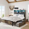 Streamdale Furniture Streamdale Premium Queen Bed Frame With Storage, Charging, And Led