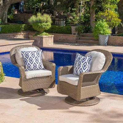 Streamdale Furniture Streamdale Premium Rattan Swivel Club Chair Set For Outdoor Relaxation And Views
