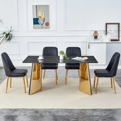 Streamdale Furniture Streamdale Premium Table & Chair Set Textured Table, Legs, Pu Chairs