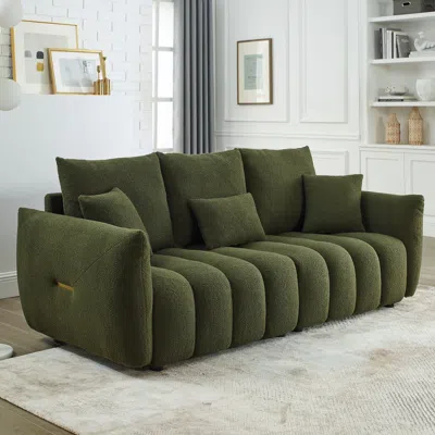 Streamdale Furniture Streamdale Premium Teddy Fabric Sofa With Solid Wood Frame