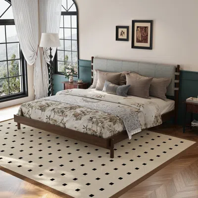 Streamdale Furniture Streamdale Premium Wood Platform Bed Frame King Walnut/grey In Brown