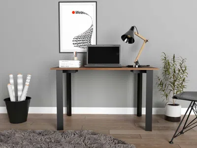 Streamdale Furniture Streamdale Preston Rectangle Writing Desk With Steel Legs Mahogany