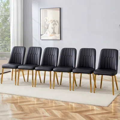 Streamdale Furniture Streamdale Pu Dining Chairs (pack Of 6) Modern Style And Comfort