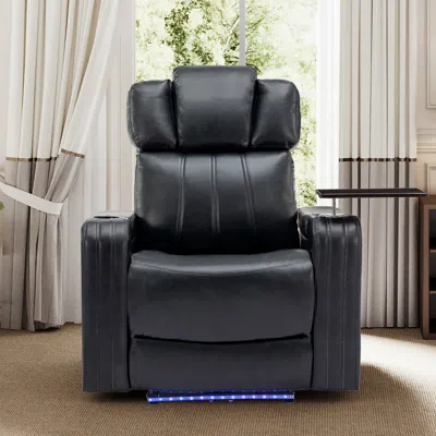 Streamdale Furniture Streamdale Pu Leather Power Recliner W/ Cooling Cup Holder, Bluetooth & Usb