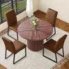 Streamdale Furniture Streamdale Pu Padded Dining Set W/ Roman Column Table & Storage - Brown