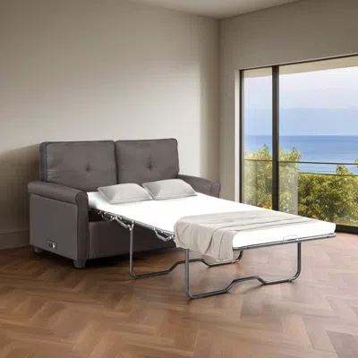 Streamdale Furniture Streamdale Pull-out Sofa Bed With Woven Fabric & Wood Frame