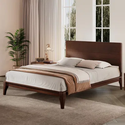 Streamdale Furniture Streamdale Queen Bamboo Platform Bed - Chocolate In Brown