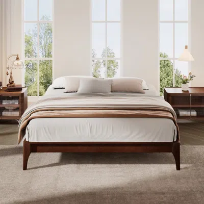 Streamdale Furniture Streamdale Queen Bamboo Platform Bed Frame - Chocolate In Brown