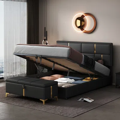 STREAMDALE FURNITURE STREAMDALE QUEEN BED & OTTOMAN SET WITH STORAGE