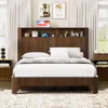 Streamdale Furniture Streamdale Queen Bed Frame: Storage Headboard, Charging, Walnut In Brown