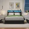 Streamdale Furniture Streamdale Full Bed Frame With Headboard, Outlets, Led & Storage In Black