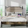 Streamdale Furniture Streamdale Queen Bed Frame With Headboard, Charging Station, And Led Lights