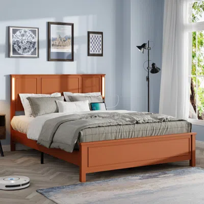 Streamdale Furniture Streamdale Queen Bed Frame With Headboard, Footboard, Charging Station, 12 Slats