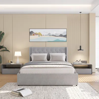 Streamdale Furniture Streamdale Queen Bed Frame With Storage And Wingback Headboard