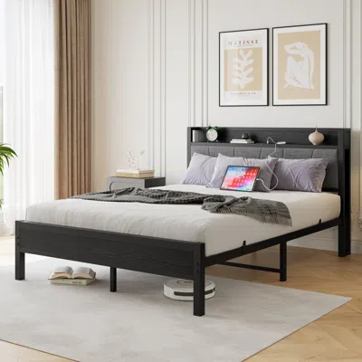 Streamdale Furniture Streamdale Queen Bed Frame With Storage, Charging Station, Noise-free