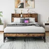 Streamdale Furniture Streamdale Queen Size Upholstered Platform Bed With Storage Headboard