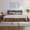 Streamdale Furniture Streamdale Queen Bed Frame With Storage, Led, & Charging