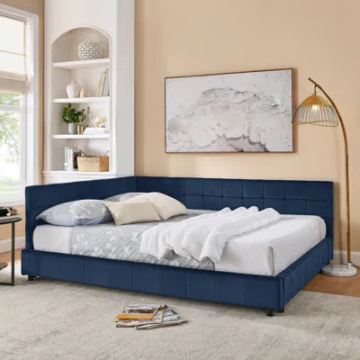Streamdale Furniture Streamdale Queen Bed Frame With Tufted Backrest, Armrests, And Upholstery