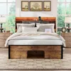 Streamdale Furniture Streamdale Queen Bed Frame With Upholstered Headboard, Storage, And Led