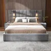 Streamdale Furniture Streamdale Queen Bed With Reading Lamp, Usb Port, Velvet Headboard