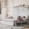 Streamdale Furniture Streamdale Queen Canopy Platform Bed With Upholstered Headboard And Drawers