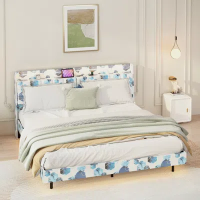 Streamdale Furniture Streamdale Queen Floating Bed Frame With Led Light And Charging