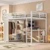 Streamdale Furniture Streamdale Queen Loft Bed Frame W/ Wardrobe, Desk & Shelves - White In White
