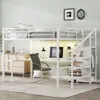 Streamdale Furniture Streamdale Queen Loft Bed With Desk, Wardrobe & Led - White