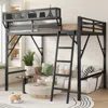 Streamdale Furniture Streamdale Queen Loft Bed With Shelves, Metal Frame, Black In Black