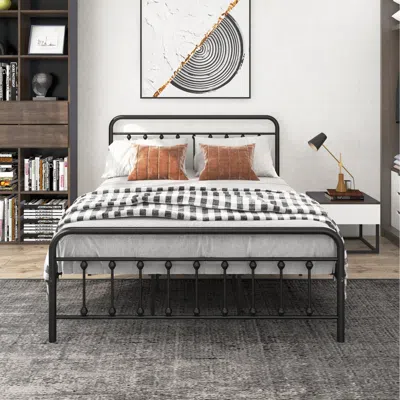 Streamdale Furniture Streamdale Queen Metal Bed Frame With Headboard & Footboard - Black