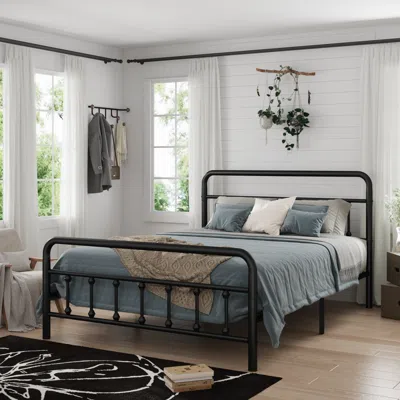 Streamdale Furniture Streamdale Queen Metal Bed Frame With Headboard, Black