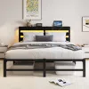 Streamdale Furniture Streamdale Queen Metal Bed Frame With Rgb, Storage, Noise-free