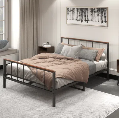 Streamdale Furniture Streamdale Queen Metal Platform Bed With Headboard And Footboard