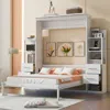 Streamdale Furniture Streamdale Queen Murphy Bed With Shelves, Drawers & Led Lights - White In White