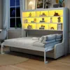 Streamdale Furniture Streamdale Queen Murphy Cabinet Bed W/ Sofa, Storage & Led - Beige