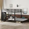 Streamdale Furniture Streamdale Queen Over Queen Bunk Bed With Desk, Wardrobe, & Chairs - Black
