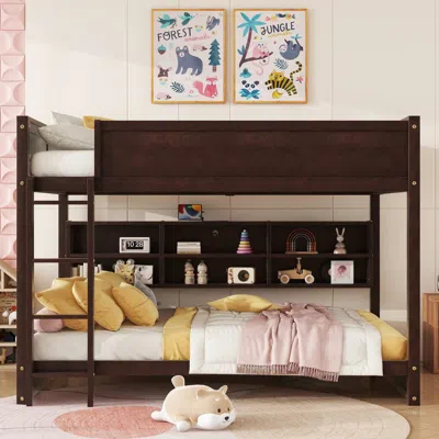 Streamdale Furniture Streamdale Queen Over Queen Bunk Bed With Storage, Charging Station, Brown