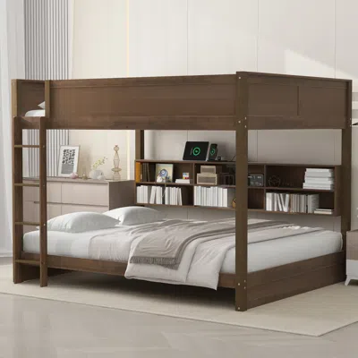 Streamdale Furniture Streamdale Queen Over Queen Storage Bunk Bed With Usb Ports